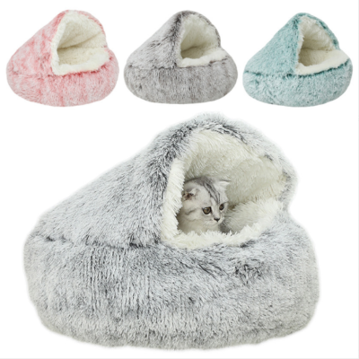 Hot Plush Cat Bed Round Cat Cushion Cat House 2 In 1 Warm Cat Basket Sleep Bag Cat Nest Kennel For Small Dog Cat Dog Bed