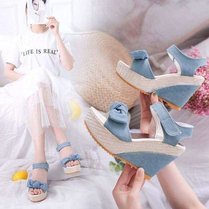 kkj-mall-ladies-shoes-2022-summer-new-sandals-womens-thick-bottom-wedge-heel-bow-all-match-velcro-comfortable-platform-sandals-women