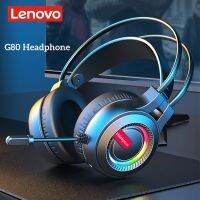 ชุดหูฟังโน้ตบุ๊ก HIFI เล่นเกมส์ G80 Lenovo มีสายเสียงรอบทิศทางส่องสว่างสำหรับคอมพิวเตอร์ไม่มีเสียงรบกวนไมโครโฟน