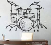 [COD] Best Selling Drum Music Decoration Bedroom Room Removable Material Self-adhesive Sticker