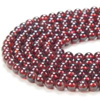 Wholesale Deep Red Garnet Gemstone Smooth Round Loose Beads Crystal Pendants Pendants Pendants For Jewelry Making 15" Beads