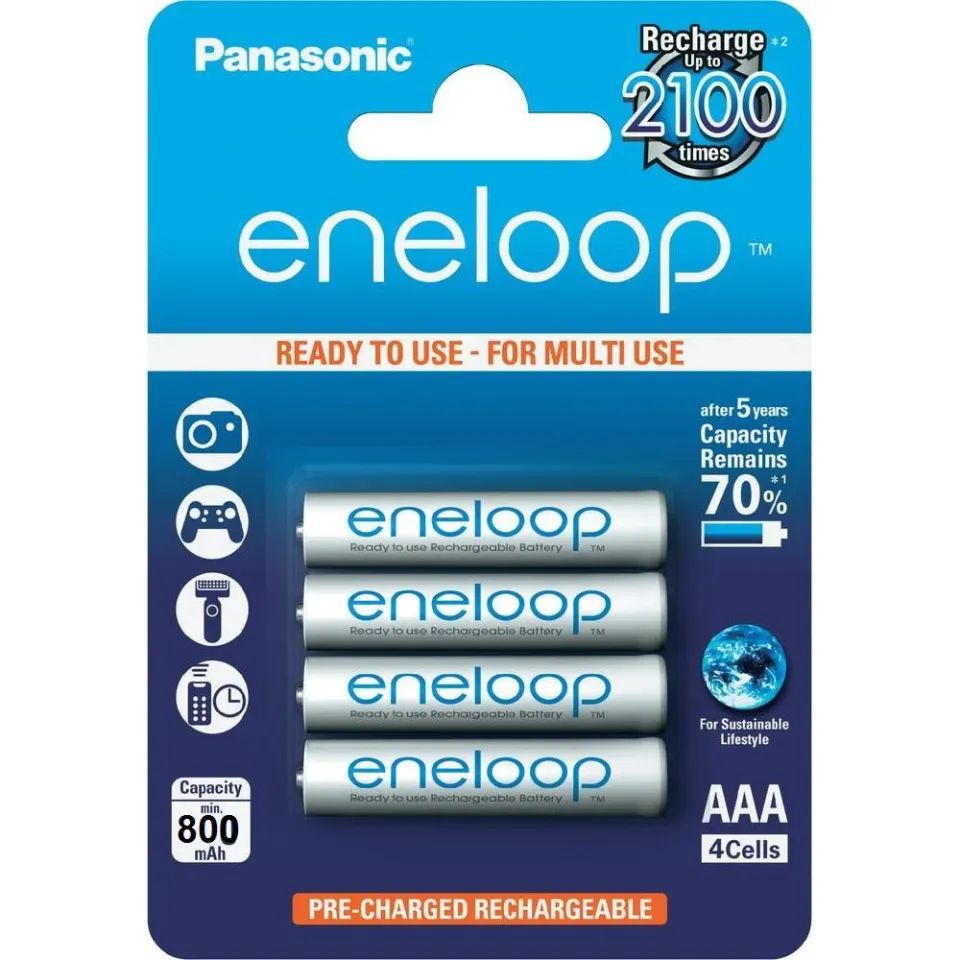 Panasonic, eneloop 4x aaa 800mAh 1.2V NiMH rechargeable battery cell