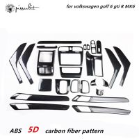 Interior Trim 5D For Volkswagen Golf 6 MK6 2009-2013 Car Accessories Carbon Fiber Center Console For Golf Mk6 Car Stickers ABS