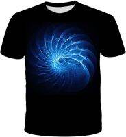 Mens 3D Digital AB Swirl Printed Round Collar Short Sleeve T-Shirt