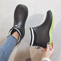 HOT★ผู้หญิง Rain Boots รองเท้ายาง Anti-Skid Unisex Rainboots ข้อเท้าน้ำหนักเบารองเท้าฝนกันน้ำ Dropshipping