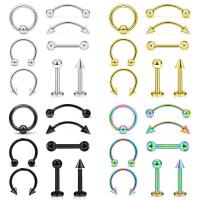 8pcs/lot Steel Ear Piercings Helix Piercings Eyebrow Piercings Lip Labret Rings Earring Tragus Barbell Piercings Body Jewelry