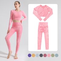 Seamless Fitness Yoga Suits Women 39;s Suits Bodysuits Breathable Long Sleeves Yoga Pants High Waist Fitness Leggings Sports Suits