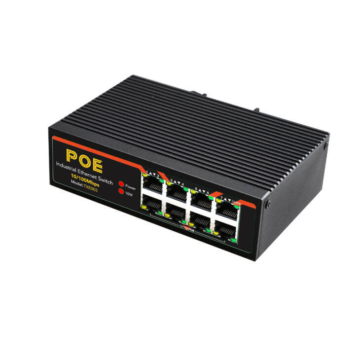 การเฝ้าระวังวิดีโอ-rail-ประเภท8พอร์ต-rj45-hub-เกรดอุตสาหกรรม10100mbps-ethernet-rj45เกม-poe-network-switch-internet-splitter