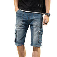 Idopy Mens Casual กางเกงยีนส์สั้น Slim FIt Men Multi Packet Biker 3D Denim Cargo รถจักรยานยนต์สั้นสำหรับ Man Plus ขนาด28-38