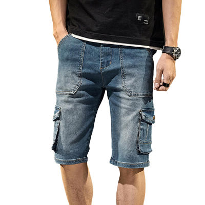 Idopy Mens Casual กางเกงยีนส์สั้น Slim FIt Men Multi Packet Biker 3D Denim Cargo รถจักรยานยนต์สั้นสำหรับ Man Plus ขนาด28-38