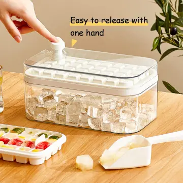 1pc, Ice Cube Tray With Lid And Container, Flexible Plastic Ice