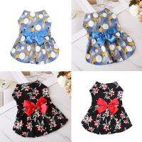 Floral Skirt Hawaii Beach Dress for Small Dogs Bowknot Yorkies Chihuahua Clothes Summer Puppy Outfits Dresses