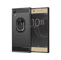 （ใหม่）คาร์บอนไฟเบอร์แปรงนุ่มเคสสำหรับ Sony Xperia XA1 G3112 G3116แหวนยืน H Older กันกระแทกปกโทรศัพท์