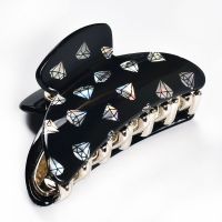 Korean Geometric Diamond Print Acrylic Hair Claw Clips For Women Fashion Crab Hairpin Barrette Cheveux Accessories Forceps 19010