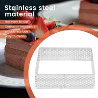 Perforated Tart Ring Stainless Steel Tartlet Square Shape Mould Cake Circle French Pastry Baking Tool, 5 Pack