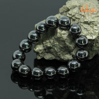 แร่เฮมาไทต์ หินเพชรดำ ขนาด 14 มิล Hematite กำไลหินมงคล แร่ในตระกูลเหล็กไหล กำไลหินแท้ หินสี กำไลหิน หินมงคล หินสีเทา หินสีเงิน by.ออมทอง