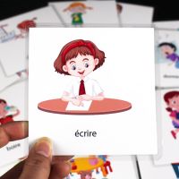 10*10cm Kids Learning French Emotion/Action Word Flashcards for Children Montessori Early Educational Memory Game Preschool Aids Flash Cards