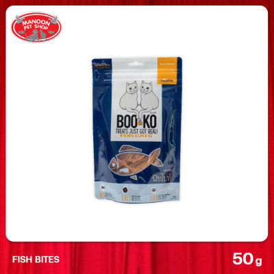 [MANOON] BOO&amp;KO Cat Fish Bites 50g บูแอนด์โค ขนมกินเล่นสำหรับแมว รสฟิชสไลด์ ขนาด  50 กรัม