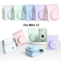 ใหม่5กระเป๋าหนังเทียมหลากสีแท้สำหรับกล้อง Fujifilm Instax Mini 12สีขาวสีชมพูม่วงและเขียวสีฟ้า