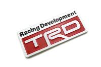 แผ่นป้ายติดรถยนต์ ป้ายโลโก้ โลหะ Racing Development TRD โลหะสีแดง/โครเมีี่ยม ขนาด 8.2X3.5cm ติดตั้งด้วยเทปกาวสองหน้าด้านหลัง***** จบในร้านเดียว**จัดส่งไว