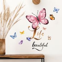 【HOT】 Life is Beautiful Butterfly Wall Stickers Self-adhesive Removable Vinyl PVC Home Decor for Living Room Bedroom