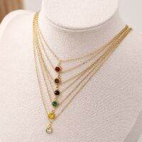 【DT】hot！ 1pc 2mm Width Birthstone Beads Necklaces Clavicle Chain Jewelry Gifts 45 5cm