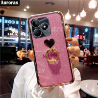 เคสมือถือสำหรับ Realme C51ฝาหลังแหวนอัญมณีหัวใจซิลิโคนนิ่มป้องกันการชนสำหรับ Realme C51เคสใส่โทรศัพท์