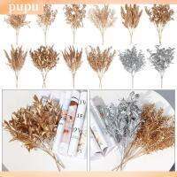 PUPU 1Pcs ของชำร่วยงานแต่งงาน อุปกรณ์ DIY ของตกแต่งบ้าน กล่องของขวัญเครื่องประดับ ดอกไม้จำลอง เครื่องประดับคริสต์มาส ใบจำลอง พืชเทียม ดอกไม้ประดิษฐ์คริสต์มาส ซิลเวอร์โกลด์