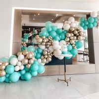 112Pcs Tiffany Blue Balloon Garland Arch Kit Turquoise Chrome Gold Latex Party Balloons for Boys Birthday Baby Shower Decoration Balloons