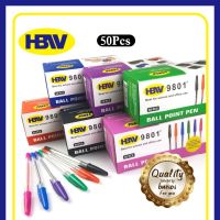 【small stationery】  อุปกรณ์อุปกรณ์การเรียนของโรงเรียน Bnesos HBW ปากกาลูกลื่น HBW ปากกาลูกลื่น9801 50ชิ้น