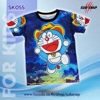 SnapCat SK055 เสื้อยืดเด็กอายุ 4-10 ปี เสื้อแฟชั่นเด็ก เสื้อยืดคอกลม เสื้อผ้าแฟชั่น เสื้อยืดพิมพ์ลาย Doหมวก