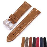 Watchbands Matte Genuine Leather Watch Band Big Stainless Steel Buckle Clasp Watch Band Leather Strap 18mm 20mm 22mm 24mm