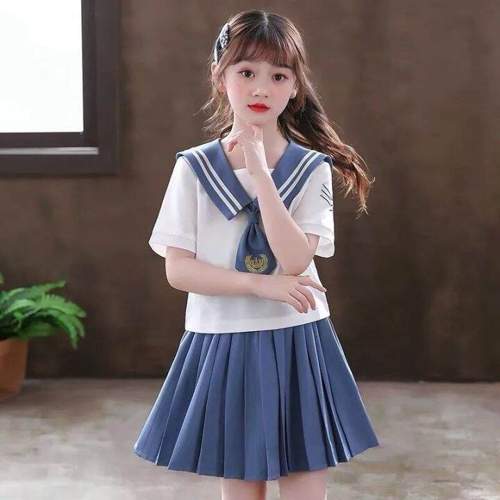 Girls' JK Uniform Skirt Summer Suit Japanese Korean School Sailor Style