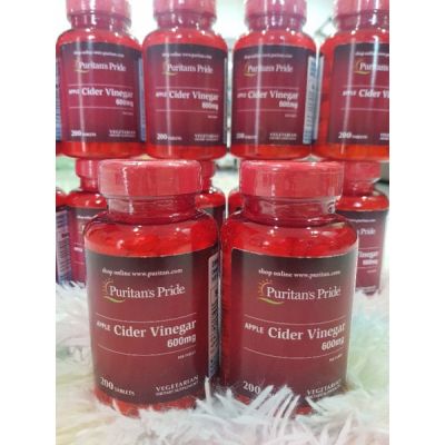 ตรงปก ของแท้ นำเข้า Puritans Pride Apple cider Vinegar 600mg200เม็ด