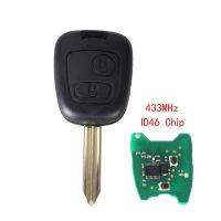 【❗】 islwpi KEYYOU 2ปุ่ม ASK Remote Key Controller สำหรับ PEUGEOT 307 Partner Citroen C1 C3 433MHZ พร้อม PCF7961 Transponder Chip