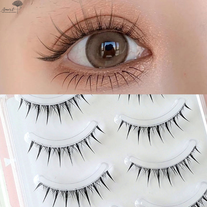 amart-ขนตาหนายาวขนตาปลอมเพิ่มความยาวดูเป็นธรรมชาติขนฟูสำหรับผู้หญิงการแต่งตาตามธรรมชาติ5คู่