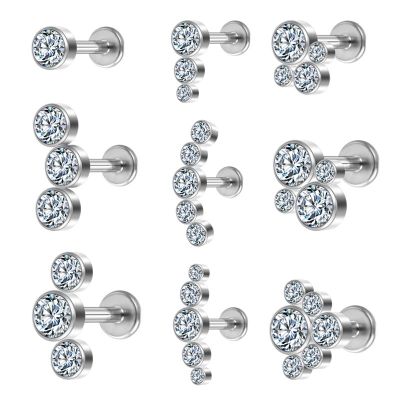 F136 Titanium Piercings Tongue Rings Lip Bars Sexy Crystal Studs Cartilage Tragus Piercing Internal Thread Labret Body Jewelry