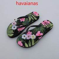 ฤดูร้อน Havaianas บราซิล Havana ใหม่สำหรับผู้ชายและผู้หญิงชุดลายดอกสีรุ้งยางกันลื่นชายหาดรองเท้าแตะผู้หญิงด้านล่างแบน