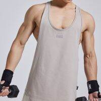 OMG muscle men big backless waistcoat sleeve cage sleeveless T-shirt waistcoat loose cotton lu iron gym clothes