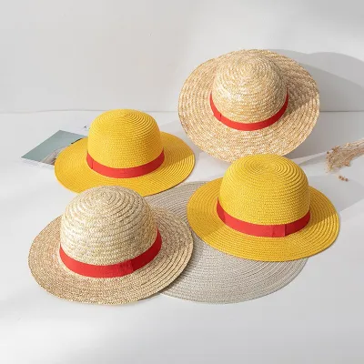 【CC】Luffy Straw Hat Anime Cartoon Cosplay Caps Accessories Summer Sun Hat Sunshade Parent-Child Hat Luffy Hat for Women Men
