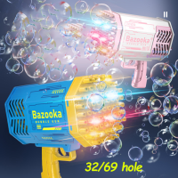【ready Stock】ปืนเป่าฟอง เครื่องเป่าฟองบับเบิ้ล Bubble Machine 69-Hole Space Bazooka Electric Glowing Bubble Blower Automatic Children Bubble Machine Toy ของเล่นเด็ก