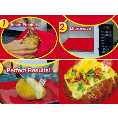 ‘【；】 3/2/1Pcs Microwave Oven Potato Bag Reusable Roast Potatoes Baking Bag Pocket Fast Steam Pocket Easy Cooking For Kitchen Washable