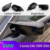 【car parts】2Pcs คาร์บอนไฟเบอร์สีดำกระจกมองหลังด้านข้างสำหรับ BMW E46 318i 318d 320d 320i 323i 325i 328i 330d 330i 330xi 1998 2005