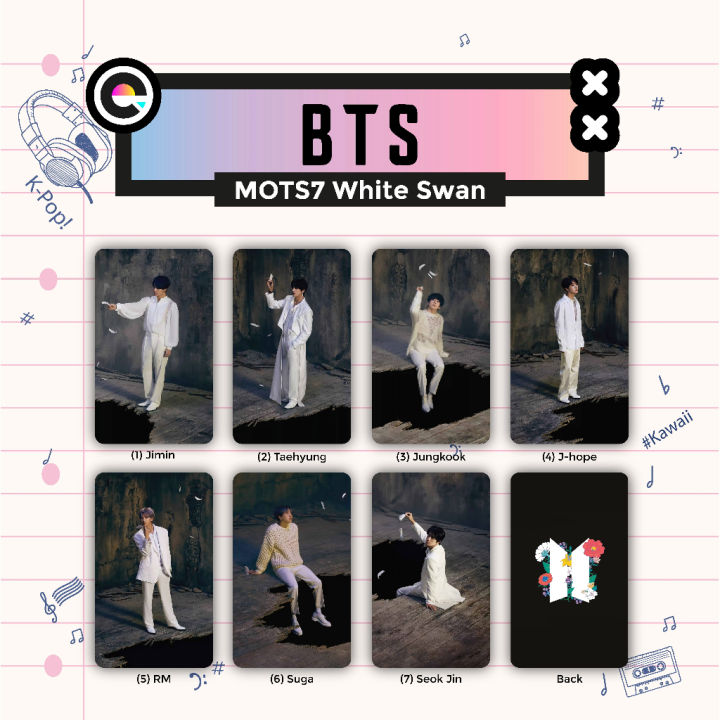 Photocard BTS MOTS7 White Swan Jung Kook V Jimin Seok Jin Suga RM J ...