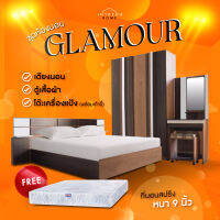 Intrend Furniture ชุดห้องนอน รุ่น Glamour แถมฟรี ที่นอนสปริง