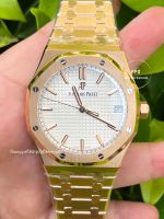 นาฬิกาข้อมือ AP 15500ST Royal oak White Dial Full Rose Gold  41mm. (Top Swiss) (สินค้าพร้อมกล่องขาวของAP) (ขอดูรูปเพิ่มเติมได้ที่ช่องแชทค่ะ)