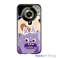 เคส Realme 11 Pro 5G Realme 11 Pro + 5G น่ารักสำหรับผู้หญิงลายการ์ตูนสำหรับเด็กผู้หญิงเคสฝาหลังกระจกนิรภัยมันวาวกันกระแทก