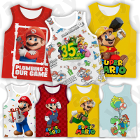 YAYA * เสื้อยืดเด็กพิมพ์ลาย3D หนัง Super Mario Bros,เสื้อแฟชั่นสำหรับฤดูร้อนท็อปส์ซูเด็กชายเสื้อถัง