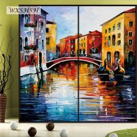 Custom Size Stained Glass Film Static Cling Recyclable Private Protection Night Street Scene Oil Painting Home-Decor 40cmx100cm Window Sticker and Fil