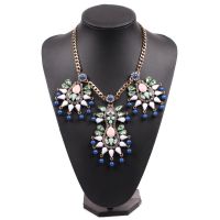 Colorful Crystal Bead Tassel Necklace Statement Waterdrop Beads Fashion Jewelry Gold Color Chain Pendant Necklace for Women